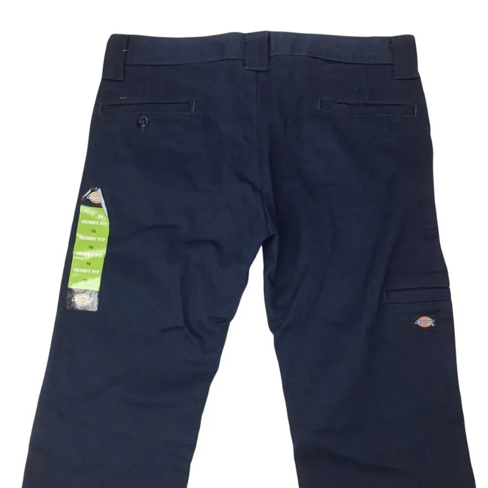 Dickies Pants NWT Boys Flex Skinny Fit Blue Straight Utility Double Knee Twill